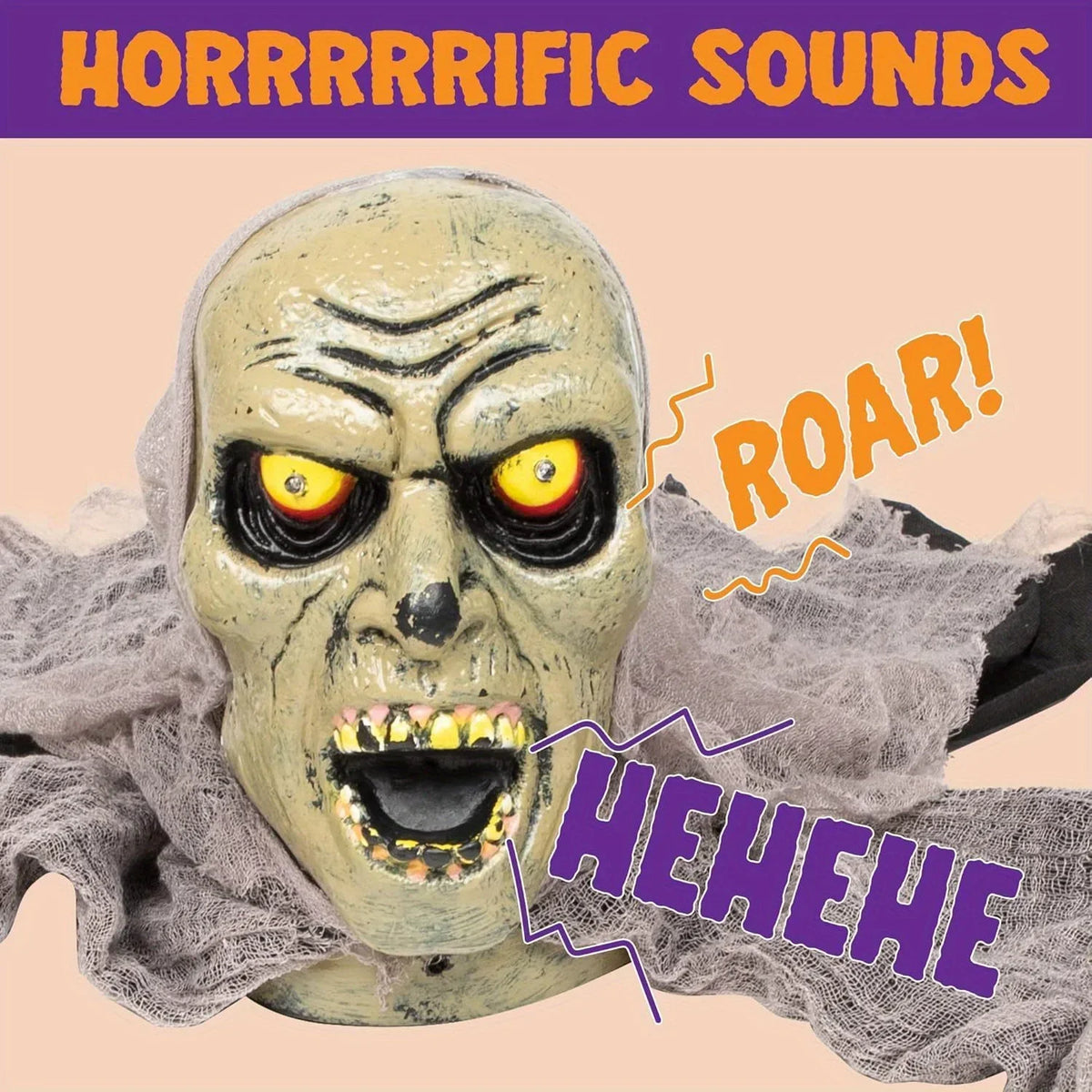 Groundbreaker Zombie with Sound and Flashing Eyes Halloween Decor for Halloween Yard Garden Outdoor Indoor Decorations, Photobooth Props
