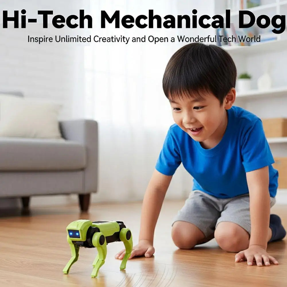 Cartoon DIY Assembly Dog Rc Robot Walking Mechanical Toy Science Teaching Assembling Model Electric Toys Kids Gifts
