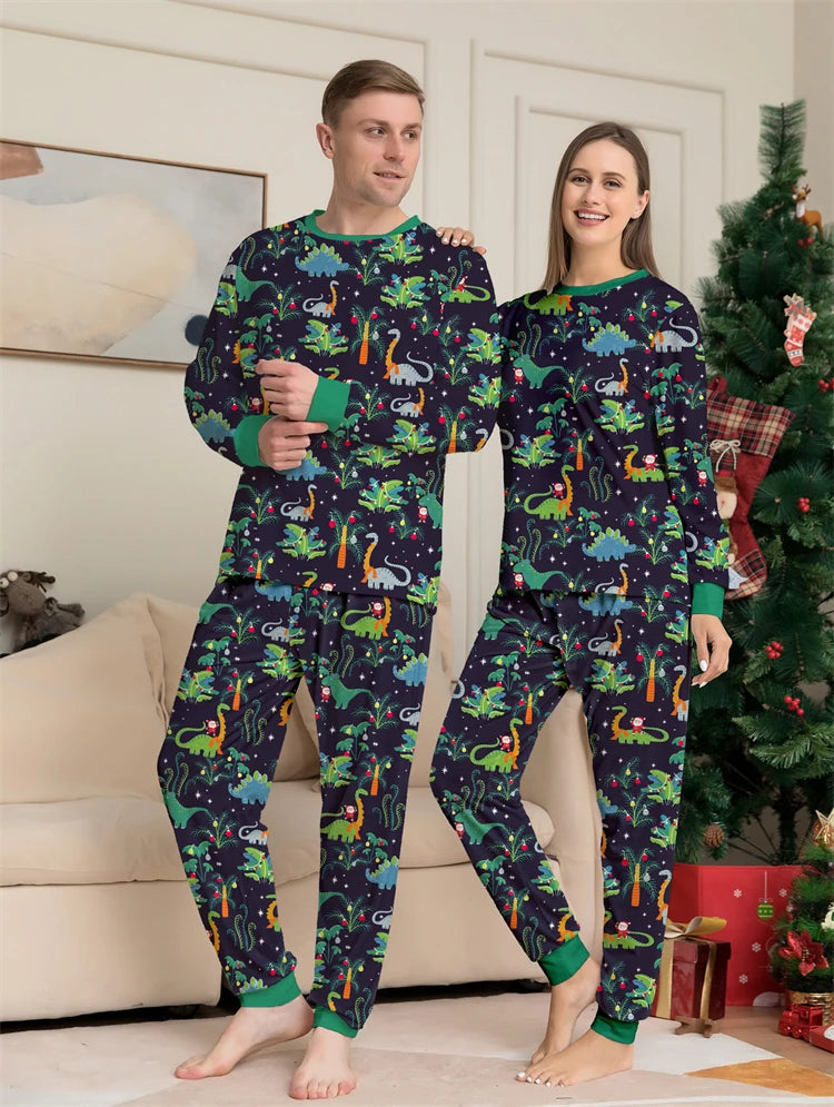 Dinosaur Family Pajama Sets Children Mom Dad Dog Pyjams Outfit Halloween Christmas Parent-child Snug Fit Romper