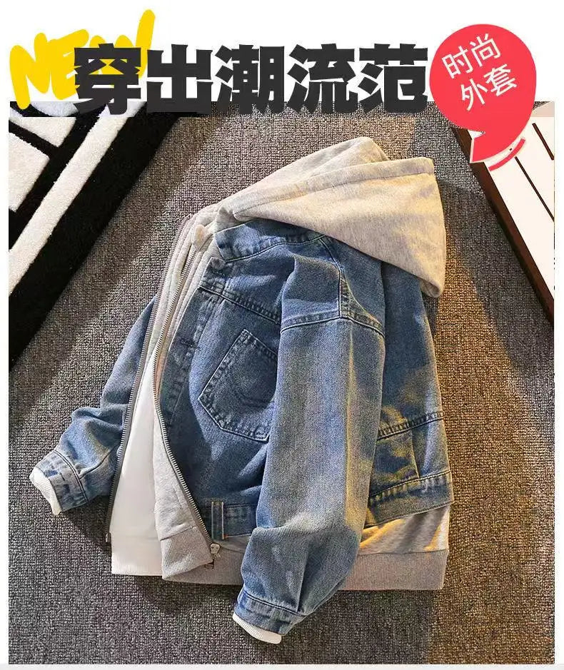 Children's Clothing Boys' Denim Jacket 2025 Spring and Autumn New Style Children's Denim Jacket Trend 110-170CM