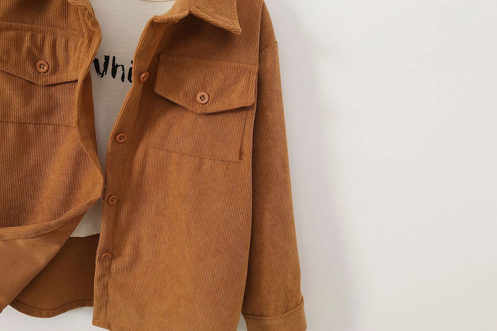 kids jacket 2026 autumn girls boys cute shirt tops Corduroy outwear clothing
