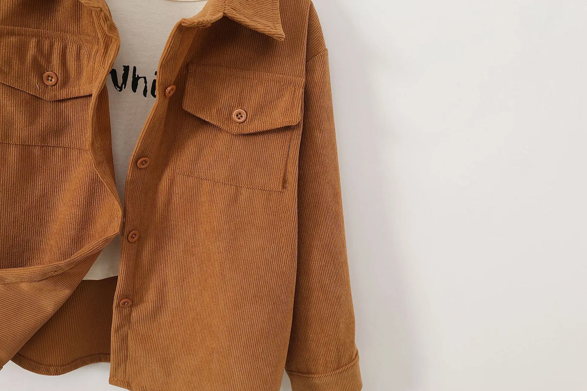 kids jacket 2026 autumn girls boys cute shirt tops Corduroy outwear clothing