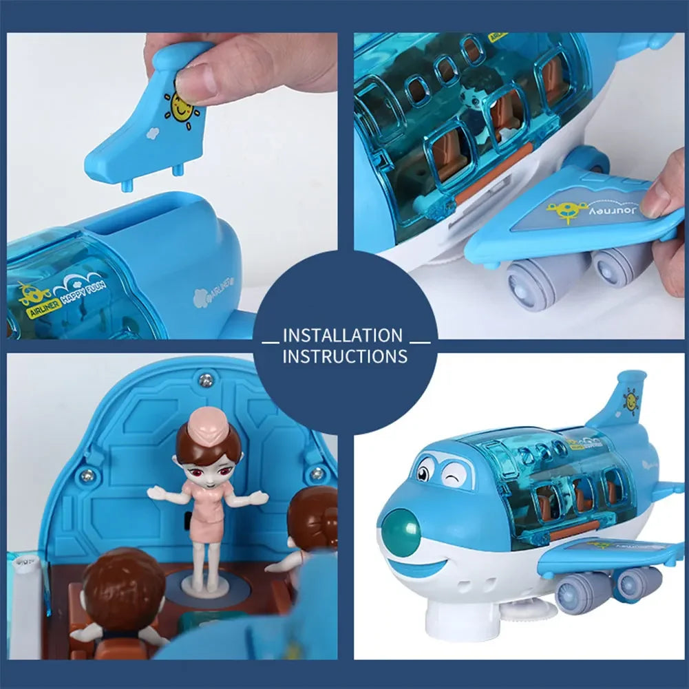 Children‘s’Electric Airplane  Aircraft Toys Car Simulation plane Model with Music LED Boys Traffic Toy Christmas Gifts for Girls