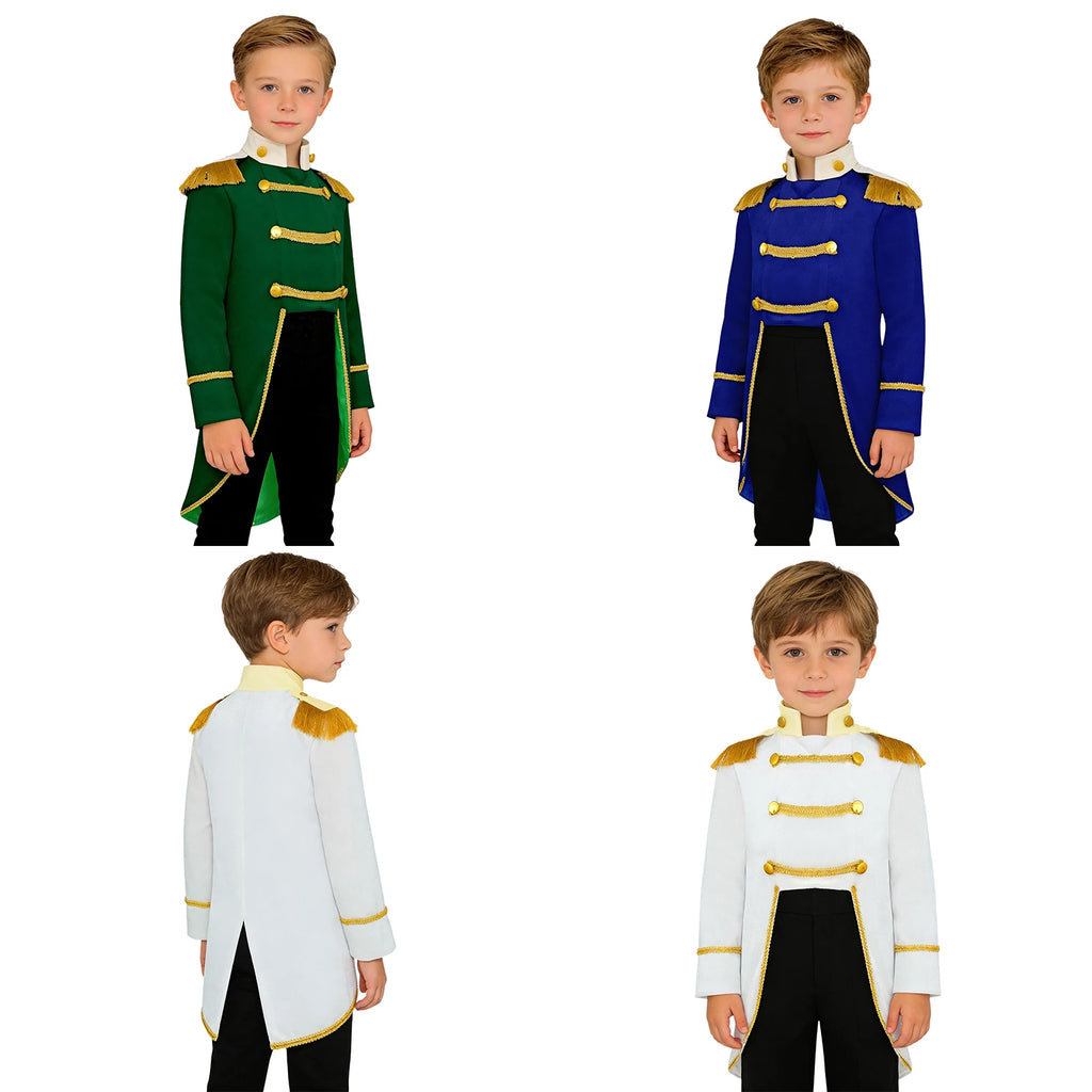 Baby Boys Long Sleeve Fringe Velvet Royal Prince Jacket Tailcoat Halloween King Knight Nobility Costume Photography Outerwear