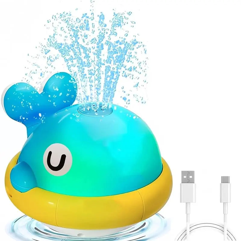 B78B-Light Up Whale Sprinkler Bath For Kids Ages 1-3 Baby Bath Sprayer Water With Light