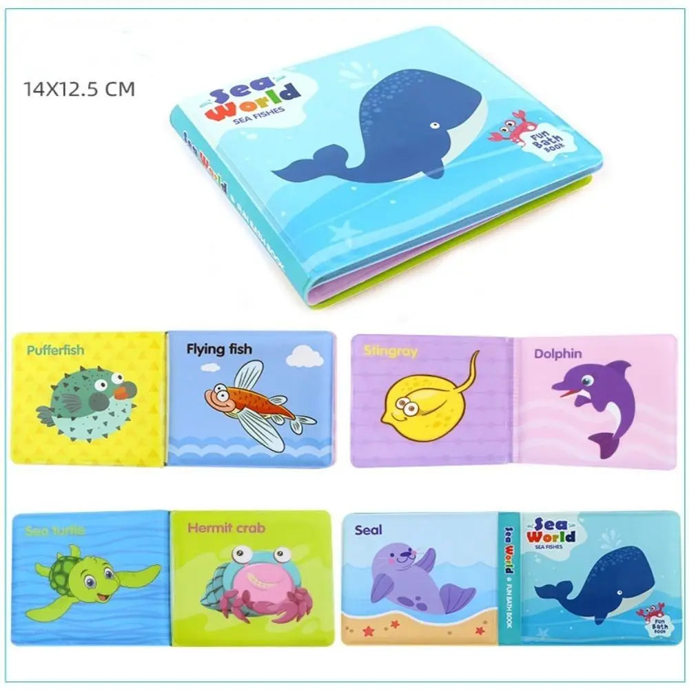 Water Bath Toy Bath Book Swimming Bathroom Toy Baby Toys Early Educational Toy With BB Shistle Learning Animal Digital Bath Book