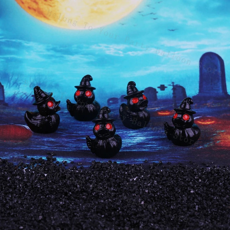 Halloween Mini Figurines Resin Halloween Ducks Ghost Miniatures Figurines Bulk for Garden Fairy Micro Landscape Home DIY Decor