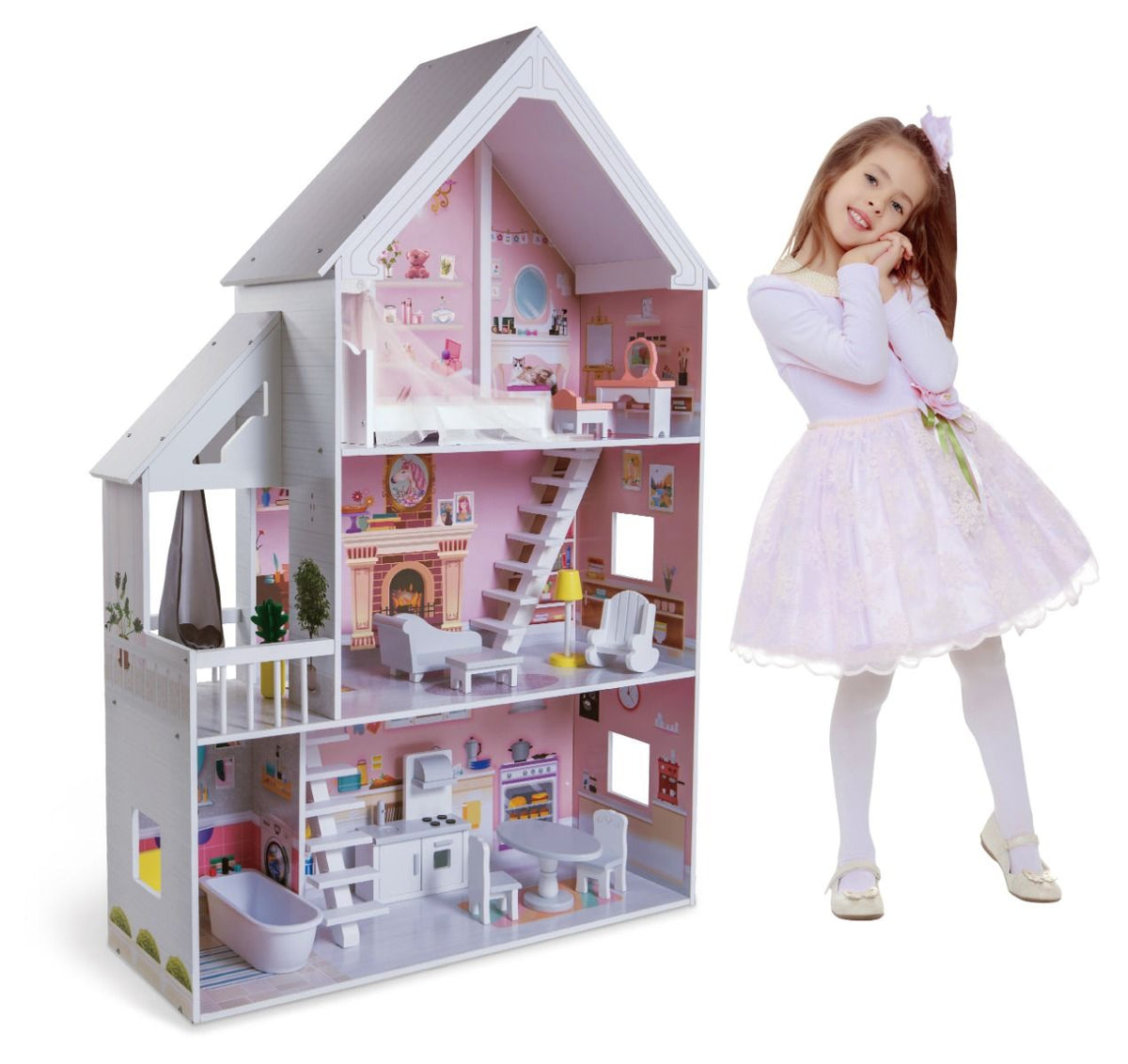 Gerardo's Toys Wooden Dollhouse Liselle with LED Lights, photo 5