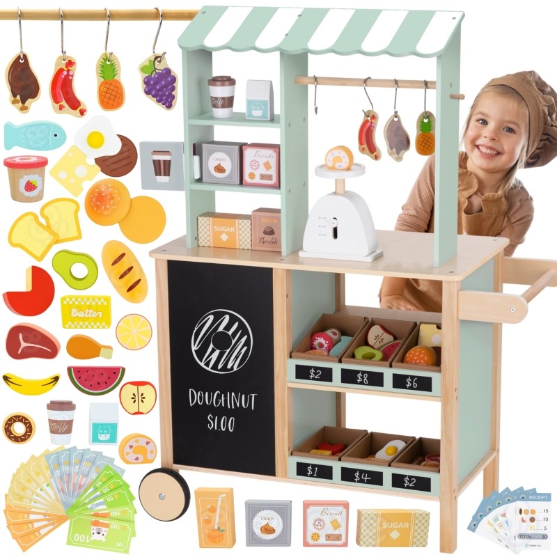 Woopie Let's Go Green Large Multifunctional Wooden Food Truck Stand, 73 pcs, photo 21